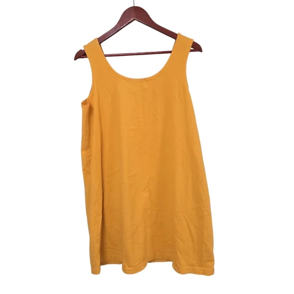 Vintage Summer Oasis Sunset Yellow Sleeveless Beach Dress with Embroidery Sz M - Picture 10 of 12